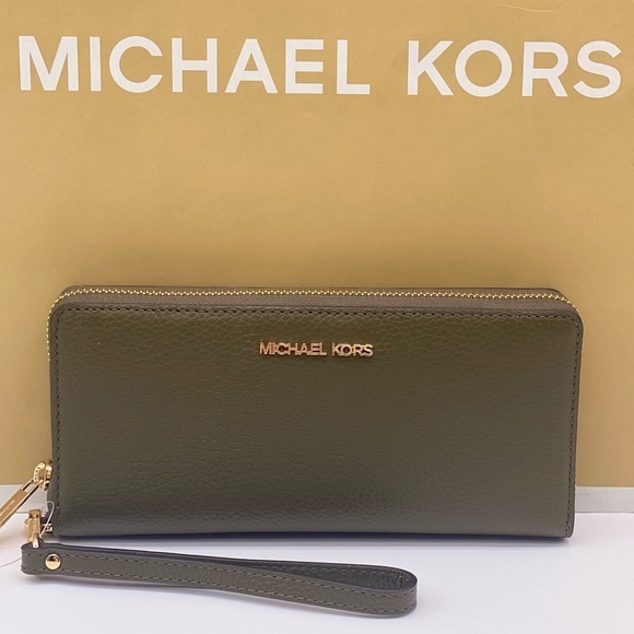 Michael Kors Handbags - Michael Kors Large Continental
Wallet Wristlet Olive